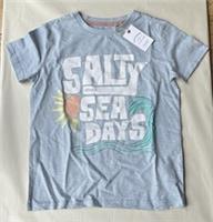 Fatface Girls Pale Blue Salty Sea Days Short Sleeve Top Age 10-11 Years *BNWT*