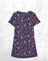 Ex Fat Face Womens Short Sleeve Simone Paisley Multi Jersey Dress in Purple - 14 Long
