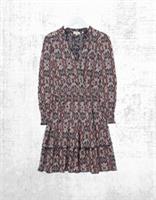 Ex Fat Face Womens Long Sleeve Amba Ikat Geo Jersey Dress in Brown Multi - 6 Regular