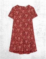 Ex Fat Face Womens Short Sleeve Simone Paisley Jersey Dress in Red - 12 Regular