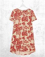 Ex Fat Face Womens Short Sleeve Simone Vine Floral Jersey Dress in Ivory - 12 Regular