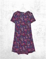 Ex Fat Face Womens Short Sleeve Simone Abstract Jersey Dress in Purple - 12 Regular
