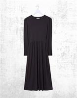 Ex Fat Face Womens Navi Long Sleeve Midi Jersey Dress in Black - 18 Regular