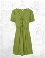 Ex Fat Face Womens Nell Short Sleeve V-Neck Midi Dress in Olive Green - 18 Long