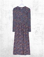Ex Fat Face Womens Long Sleeve Fia Batik Dress in Dark Navy - 10 Regular