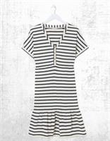 Ex Fat Face Womens SS 100% Cotton Maisey Stripe Jersey Dress in Natural - 12 Regular