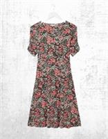 Ex Fat Face Womens SS Delilah Blush Floral Print Jersey Dress in Black - 12 Long