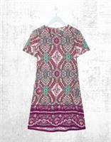 Ex Fat Face Womens Short Sleeve Simone Paisley Jersey Dress in Purple - 12 Regular