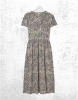 Ex Fat Face Women's Short Sleeve Navi Dappled Spot Jersey Dress in Natural Multi - 18 Regular