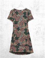 Ex Fat Face Womens Short Sleeve Simone Patchwork Floral Jersey Dress in Black - 12 Regular