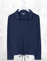 Ex Fat Face Womens Long Sleeve Jess Popover Jersey Shirt in Navy - 24 Regular
