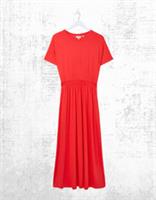 Ex Fat Face Womens Short Sleeve Midi Jersey Dress in Bright Red - 10 Regular