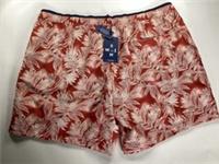 Fat Face Mens Swim Shorts 6 Rust Red XXL Trevose Leaf Print Beach Pool Holiday - 2XL Regular