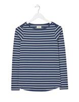 Ex Fat Face Womens Long Sleeve Breton Top in Navy White Stripe - 12 Regular