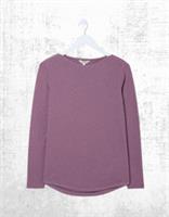 Ex Fat Face Womens Long Sleeve Bree Organic Cotton T-shirt in Dusky Purple - 12 Regular