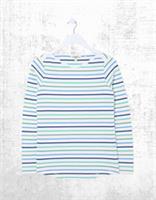 Ex Fat Face Womens Long Sleeve Breton Top in Teal Blue Stripe - 12 Regular