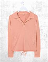 Ex Fat Face Womens Long Sleeve Jess Popover Jersey Shirt in Dusky Pink - 20 Regular