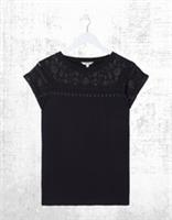 Ex Fat Face Womens Short Sleeve Ivy Embroidered T-Shirt in Black - 14 Regular