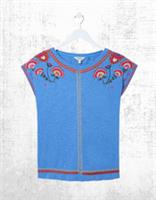 Ex Fat Face Womens Short Sleeve Ivy Embroidered T-Shirt in Soft Blue - 16 Regular