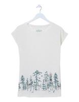 Ex Fat Face Womens Short Sleeve Christmas Trees Pyjama Top in Ivory - 16 Regular