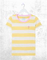 Ex Fat Face Womens Short Sleeve Natalie Stripe T-Shirt in Yellow - 10 Regular