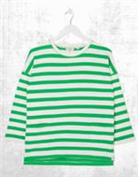 Ex Fat Face Womens Sleeve Amari Stripe Tunic in Green White - 8 Regular