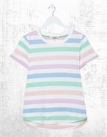 Ex Fat Face Womens Short Sleeve Natalie Short Sleeve Stripe T Shirt in Natural - 24 Regular