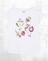 Ex Fat Face Womens Short Sleeve Ivy Fruit Print Graphic T Shirt in White - 14 Regular