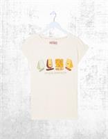 Ex Fat Face Womens Short Sleeve Cheese Boarders Graphic Pyjama Top in Ivory - 22 Regular