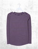 Ex Fat Face Womens Long Sleeve Cotton Sparkle Breton T-Shirt in Purple - 14 Regular