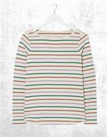 Ex Fat Face Womens Long Sleeve Breton Top in Cream Multi - 12 Regular