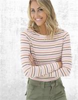 Ex Fat Face Womens Long Sleeve Breton Top in Oatmeal Multi - 10 Regular