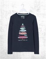 Ex Fat Face Womens Long Sleeve Surfboard Pyjama Top in Navy - 12 Regular