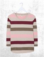 Ex Fat Face Womens 3/4 Sleeve Natalie Stripe T Shirt in Multi - 14 Regular