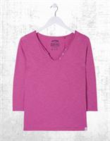 Ex Fat Face Women's 3/4 Sleeve Cotton Porter T-Shirt in Purple - 12 Regular