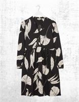 Ex Fat Face Womens Sleeve Elsie Twilight Leaves Jersey Dress in Black - 12 Regular