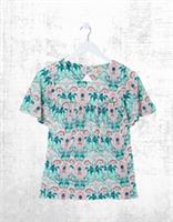 Ex Fat Face Womens Short Sleeve Jade Mirrored Paisley Top in Green - 12 Regular
