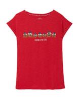 Ex Fat Face Womens Short Sleeve Christmas Pyjama Top in Red - 14 Regular