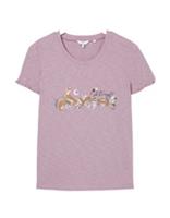 Ex Fat Face Womens Short Sleeve Fox Pyjama T-Shirt in Purple - 8 Regular