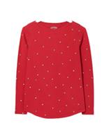 Ex Fat Face Womens Long Sleeve Organic Cotton T-shirt in Red Spot - 14 Regular