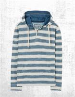 Ex Fat Face Mens Long Sleeve Trescowe Stripe Half Zip Sweat Hoodie in Blue - L Regular