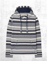Ex Fat Face Mens Long Sleeve Trescowe Breton Stripe Hoodie in Natural Blue - 4XL Regular