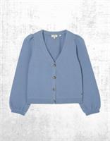 Ex Fat Face Women's Long Sleeve Cuffed Sleeve Button Up Cardigan in Blue  8 Regular
