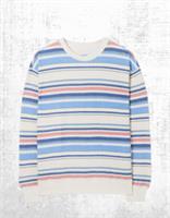 Womens Fat Face Sweatshirt Long Sleeve Natural 100% Cotton Stripe Crew White - 6 Regular