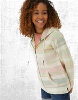 Ex Fat Face Womens Long Sleeve Daisy Textured Zip Through Hoodie in Multi - M Regular