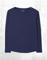 Ex Fat Face Womens Long Sleeve Bree Organic Cotton T-shirt in Navy - 10 Regular