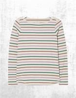 Womens Fat Face Jersey Top Cream Stripe Breton Long Sleeve Cotton Crew Neck - 6 Regular