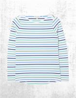 Womens Fat Face Jersey Top Blue Stripe Breton Long Sleeve Cotton Crew Neck - 12 Regular