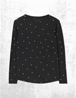 Womens Fat Face T-shirt Long Sleeve Organic Cotton Black Spot Crew Neck Casual - 12 Regular