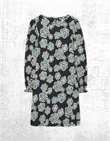 Womens Fat Face Jersey Dress Black Long Sleeve Spaced Floral Scoop Neck Defect - 10 Regular